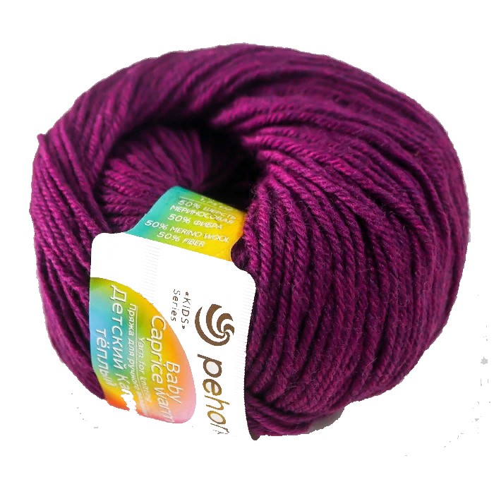 

Пехорка Детский каприз теплый, мериносовая шерсть, фибра, 10х50 г, 125 м, цвет 191 ежевика, Фиолетовый