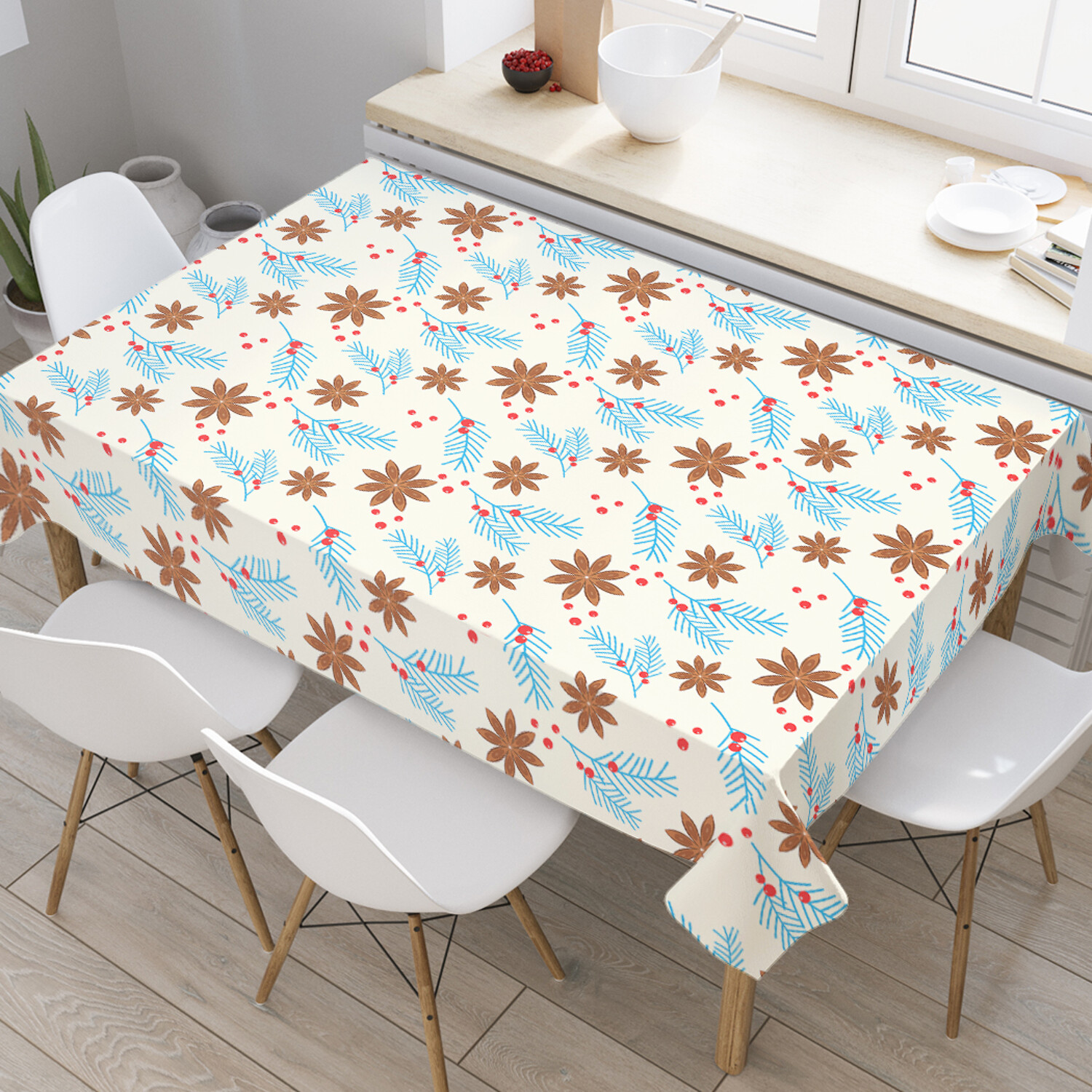 

Прямоугольная тканевая скатерть на стол JoyArty с рисунком "Пряная гвоздика" 145x180 см, Бежевый, Пряная гвоздика