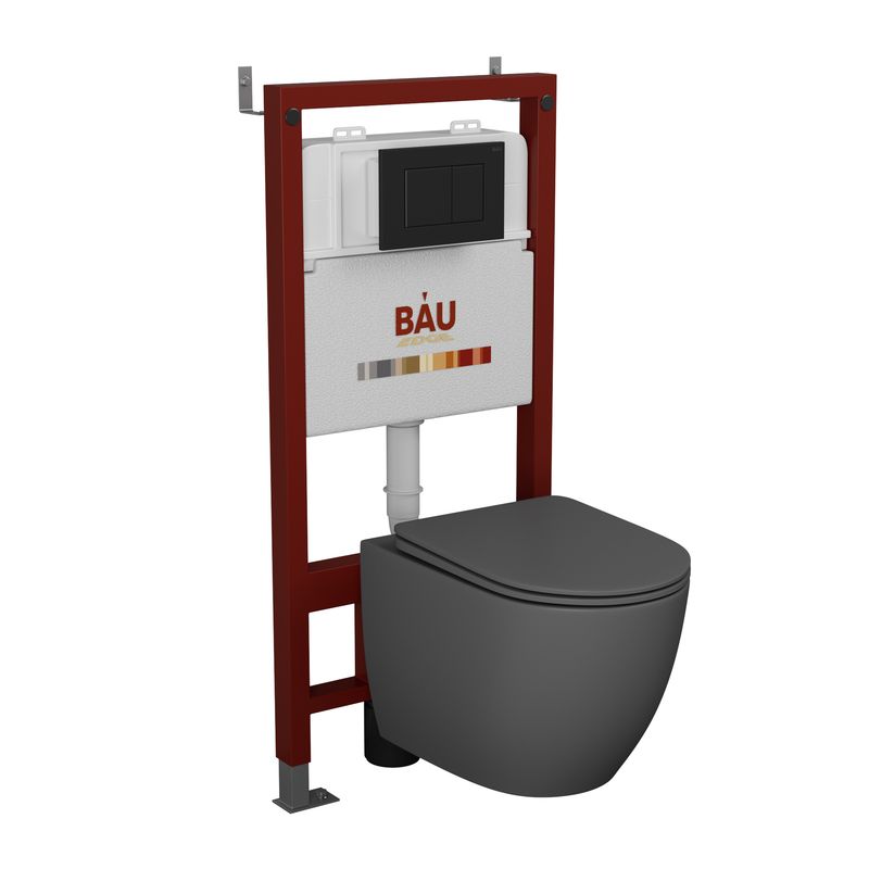 Комплект BAU 6 в 1: инсталляция BAU PRO,унитаз Bau Dream,сиденье,клавиша BAU Stil монтажная рама alcaplast