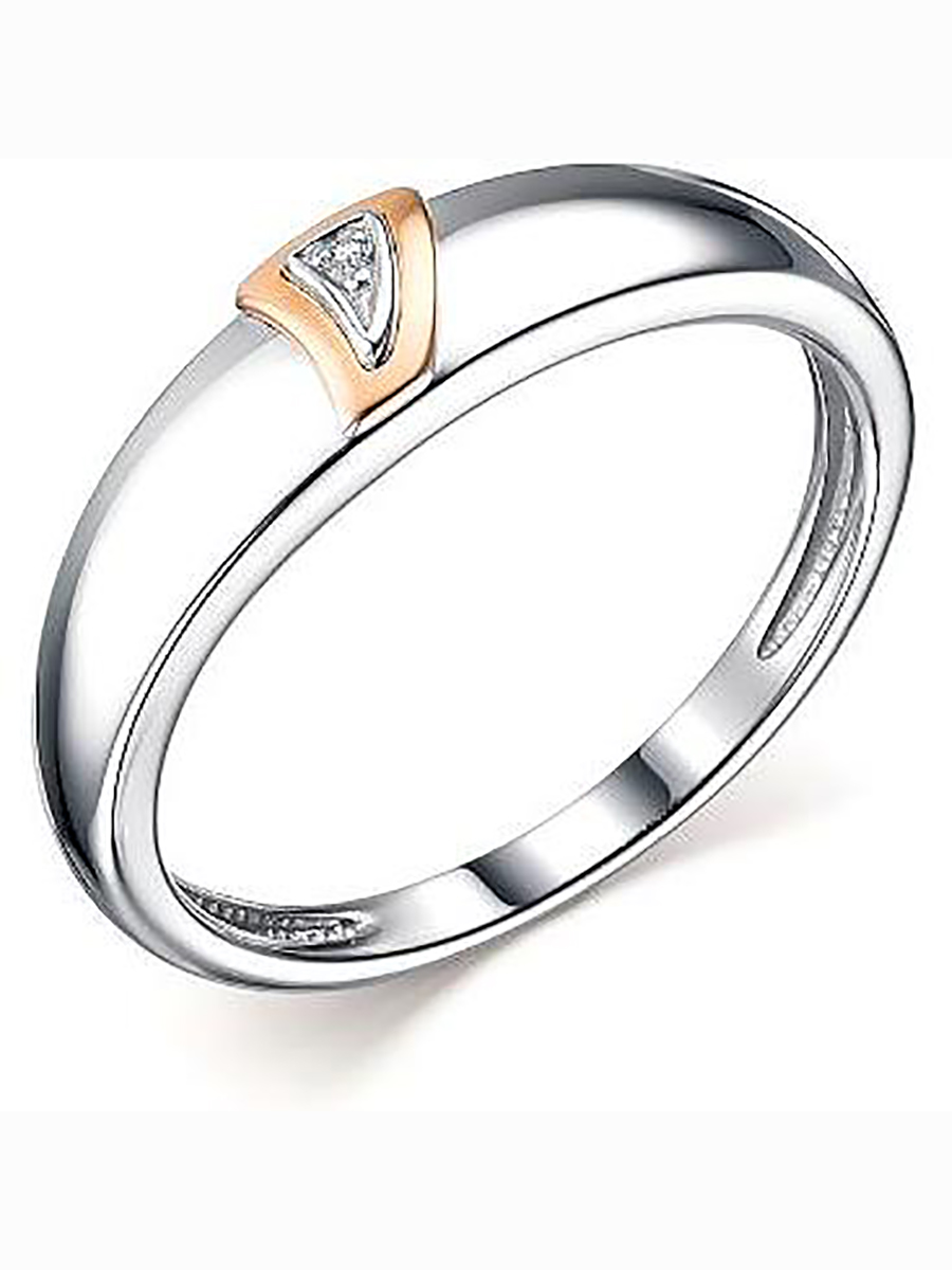 

Кольцо с 1 бриллиантом из серебра и золота р. 16,5 Алкор серебро 01-2061_000Б-00, 01-2061_000Б-00