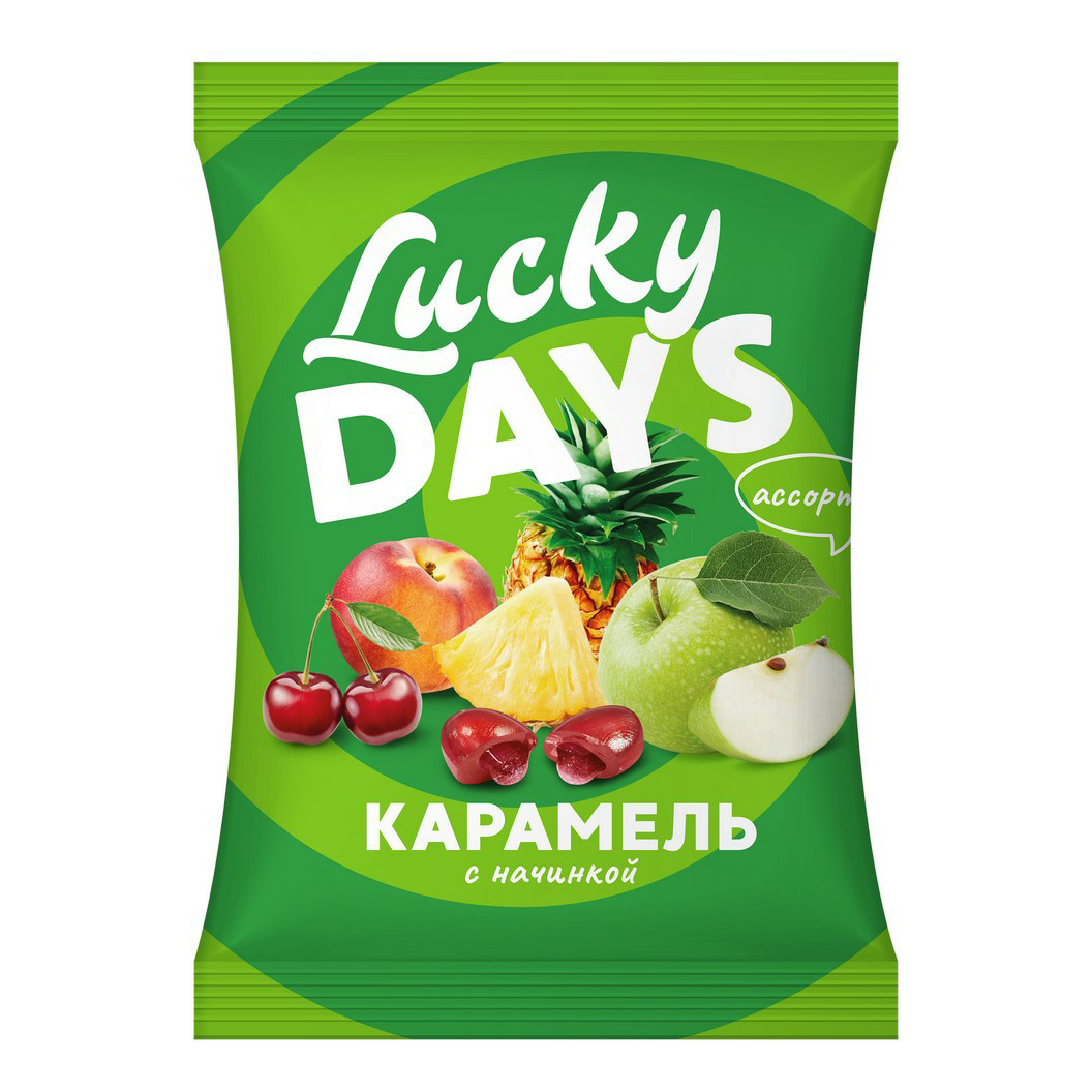 Конфеты карамель Lucky Days мини с фруктовой начинкой 250 г