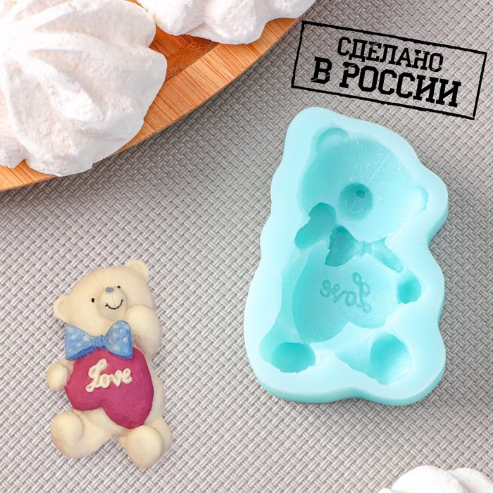 

Силиконовая форма «Мишка с сердцем», 5,93,61,5 см, цвет бирюзовый