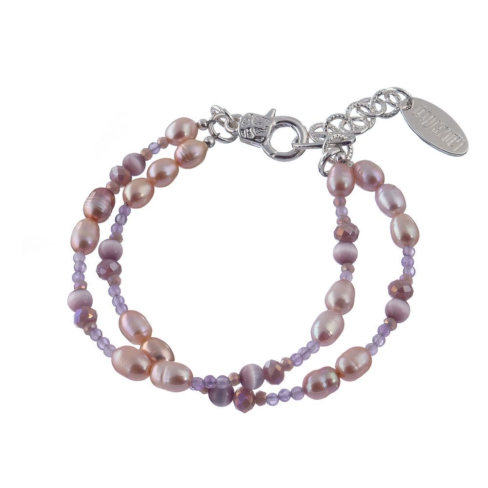 Браслет из бижутерного сплава р.19,5 Lanzerotti LZ-23.07-269, аметист/кошачий глаз