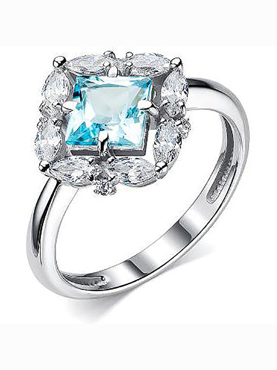 

Кольцо с топазом и фианитами из серебра р. 18 Алкор серебро 01-2134_00ТБ-00, 01-2134_00ТБ-00