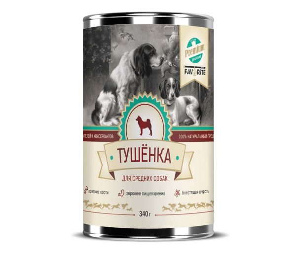 

Влажный корм для собак Favorite для средних пород, 12 шт по 340г