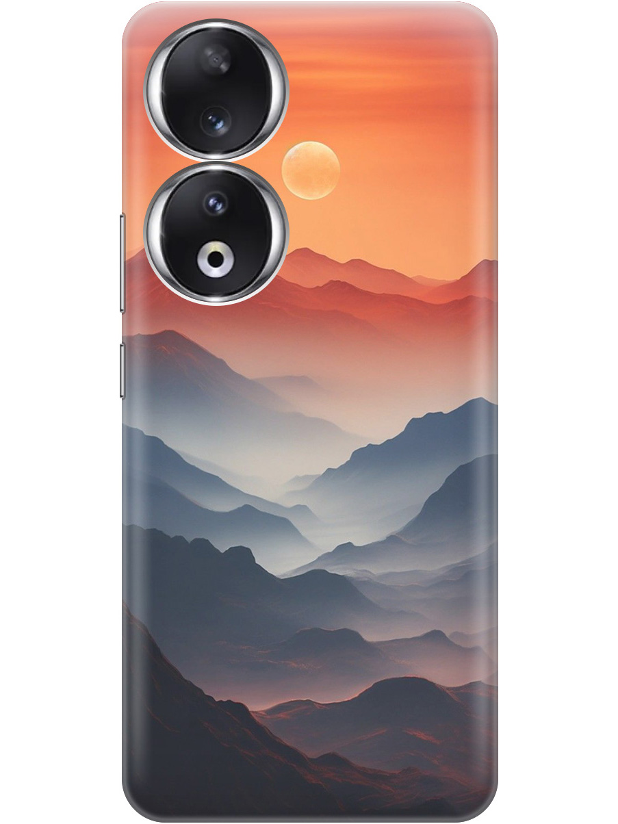 

Силиконовый чехол на Honor 90 с принтом "Луна над горами", Прозрачный;оранжевый;черный, 772618110