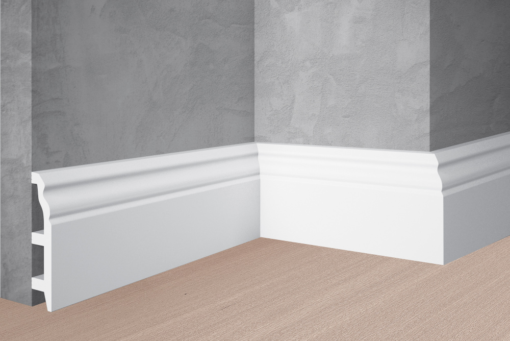 Плинтус напольный Stenopol C7232, 2000х22х100мм, под покраску, 1 штука