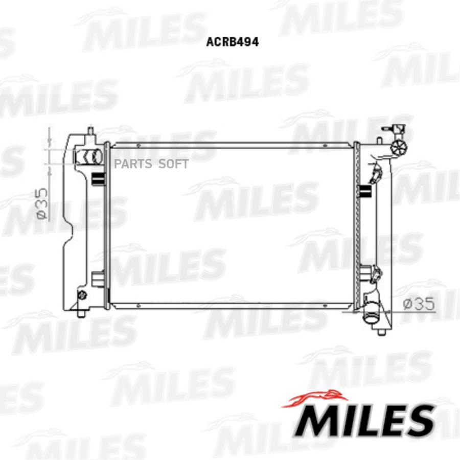 Радиатор (Паяный) Toyota Avensis 1.4-1.8 02- At (Nissens 64648a) Acrb494 Miles арт. ACRB49