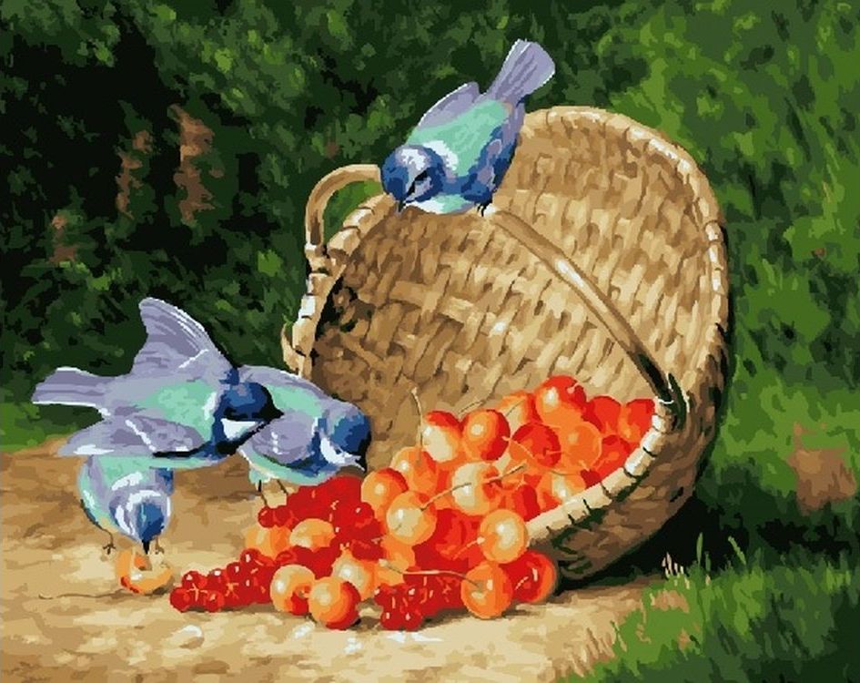 

Живопись по номерам Paintboy Птички и ягоды 40x50, Птички и ягоды