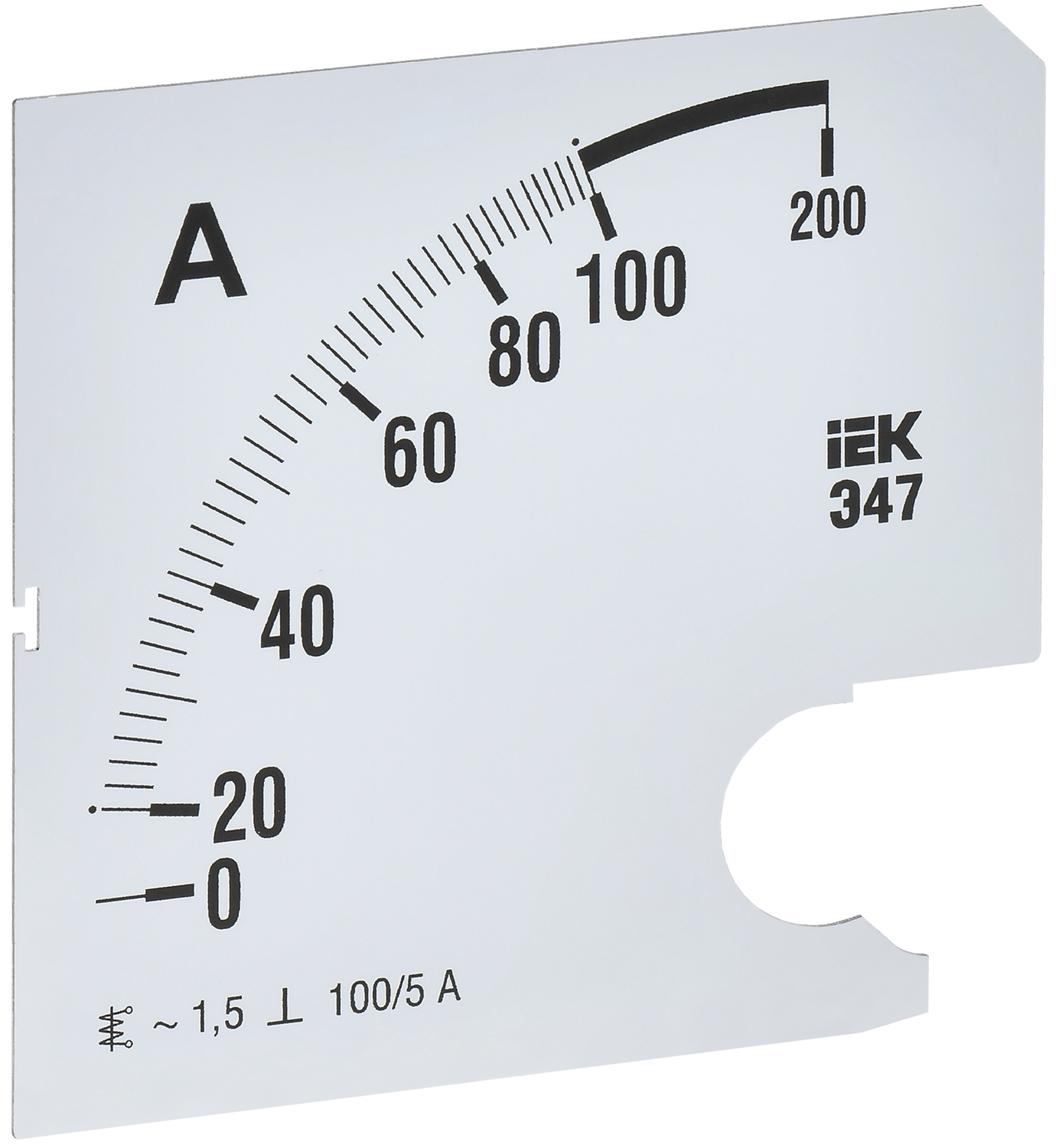 Шкала сменная для амперметра Э47 100/5А класс точности 1,5 96х96мм IEK