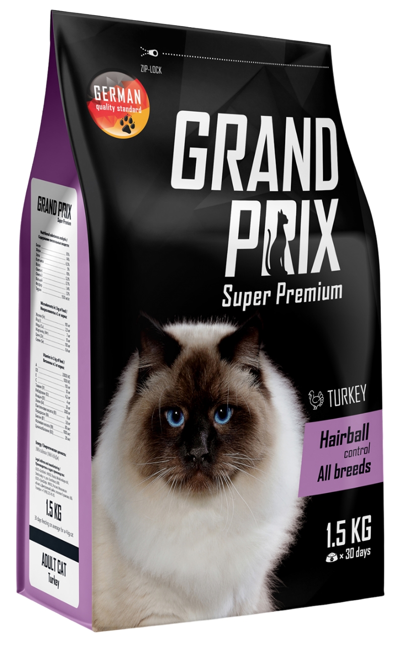 

GRAND PRIX GRAND PRIX ADULT CAT HAIRBALL CONTROL для взрослых кошек для вывода шерсти с ин