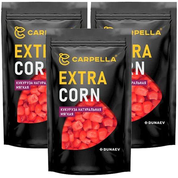 Кукуруза для рыбалки 3 уп Carpella EXTRA CORN красная КОНОПЛЯ 100гр на карпа