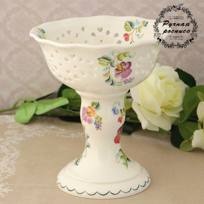 

Конфетница "Ксения", Белый;разноцветный, Семикаракорская керамика