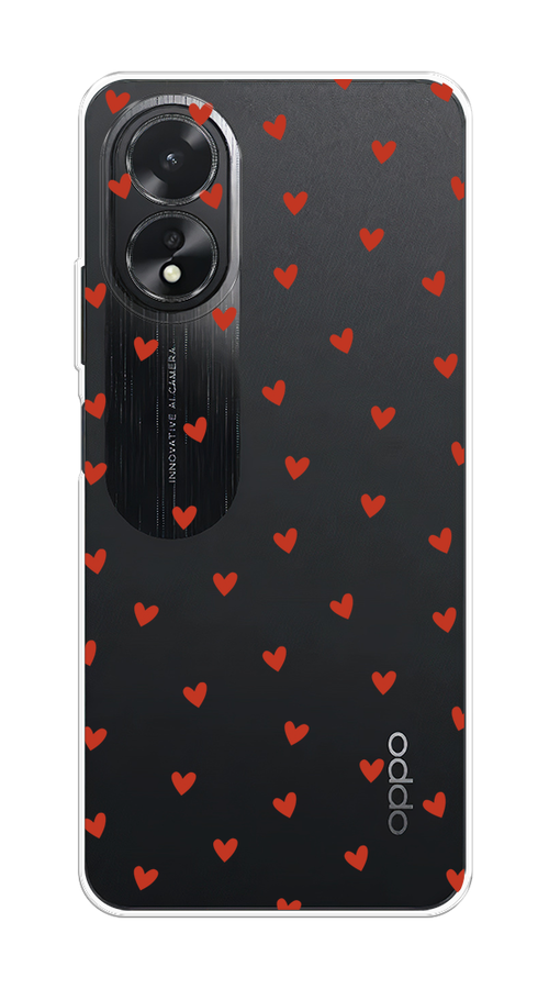 

Чехол на Oppo A38/A18 "Red hearts", Красный;прозрачный, 2515350-1