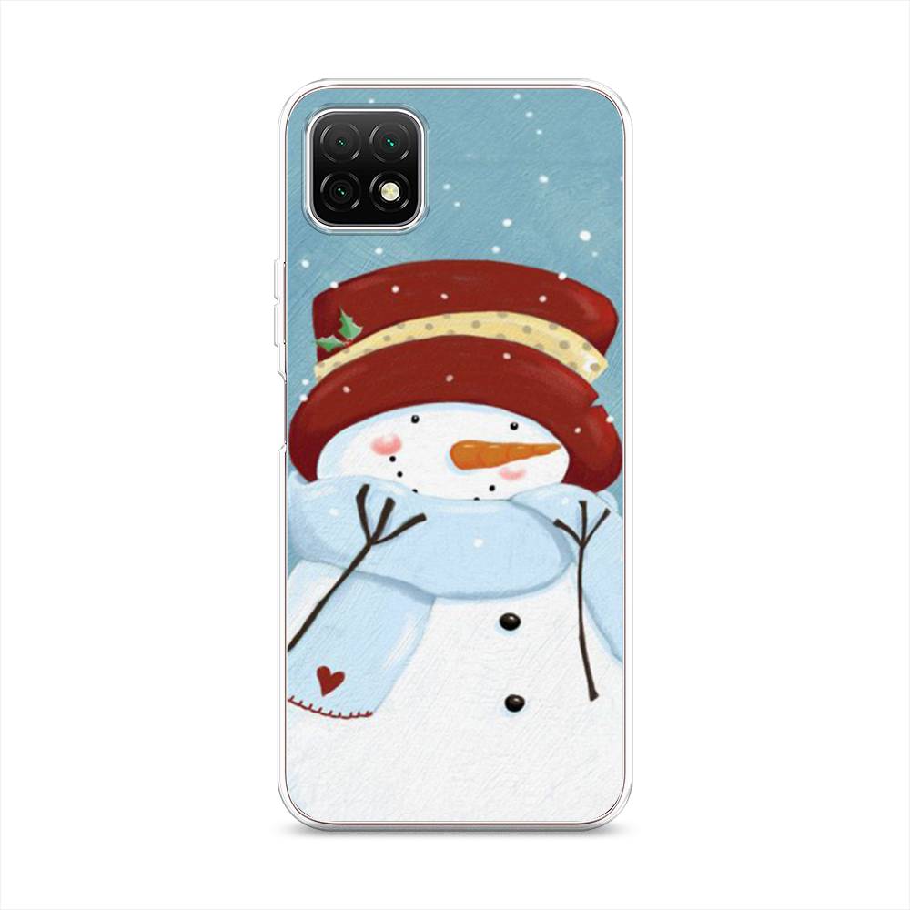 

Чехол на Wiko T3 "Застенчивый снеговик", Голубой;белый;красный, 3400150-5