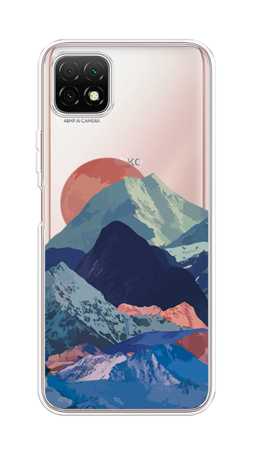 

Чехол на Wiko T3 "Закат в снежных горах", Красный;серый;голубой, 3400150-2