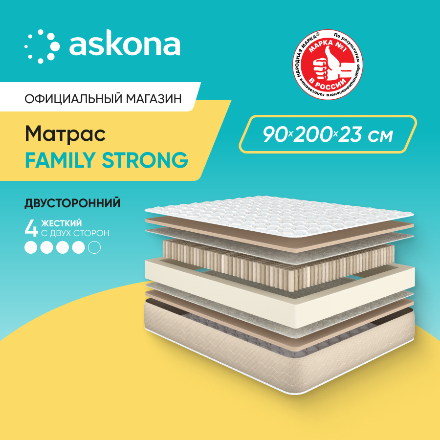 

Матрас Askona Family Strong 90x200, Белый, Family Strong