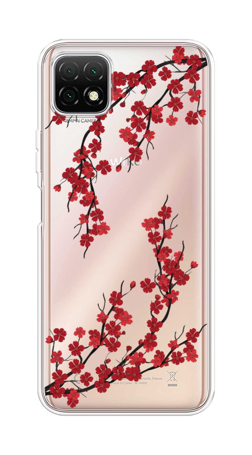

Чехол на Wiko T3 "Красная сакура", Красный;черный, 3400150-2