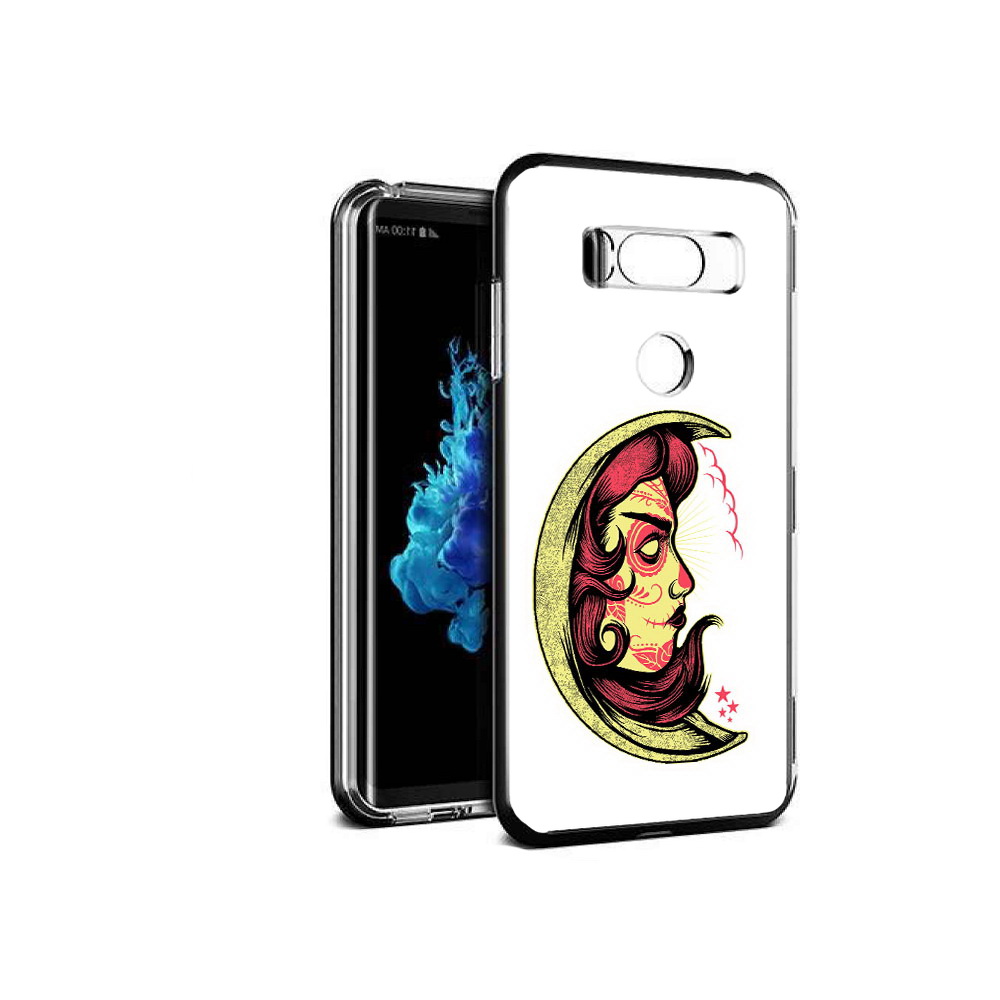 

Чехол MyPads Tocco для LG V30S желтый полумесяц с лицом девушки, Прозрачный, Tocco