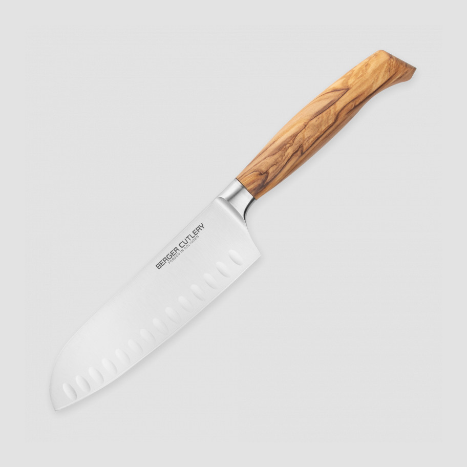 Нож Сантоку, BERGER CUTLERY, 16 см, Ergo Line Olive