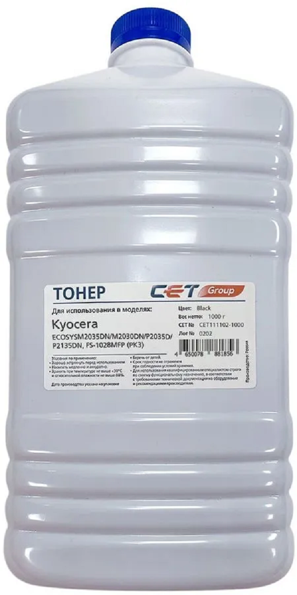 

Тонер CET PK3, для Kyocera Ecosys M2035DN/M2030DN/P2035D/P2135DN, черный, 1000грамм, бутыл, PK3