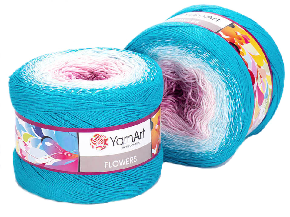 

Пряжа YarnArt "Flowers", цвет 294 (бирюза, белый, розовый), Flowers