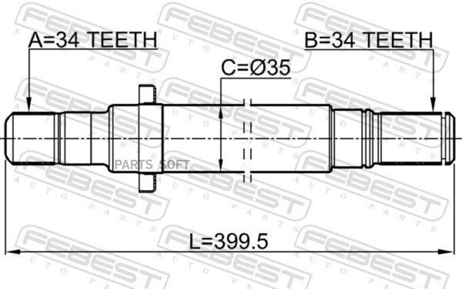 

FEBEST '1812ZAFCRH Полуось правая 34x400x34 1шт