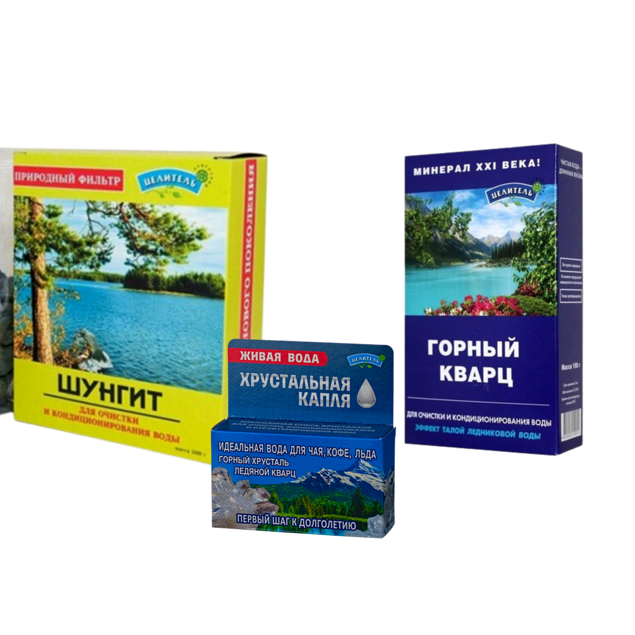 

Набор активаторы воды Природный целитель Горный кварц 150х500 гр, Белый;серый