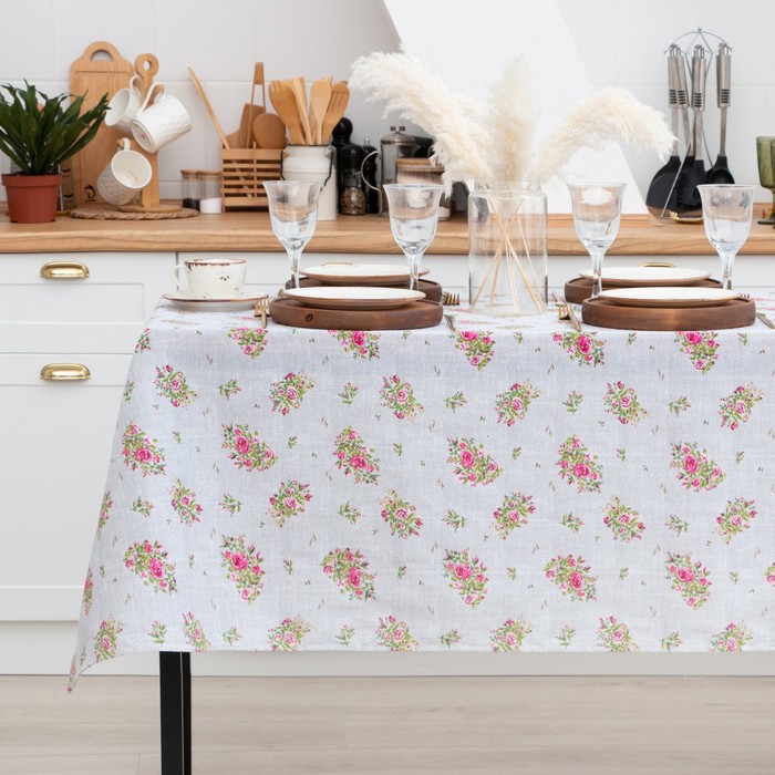 

Скатерть Доляна Roses on linen 146х220 см, 100% хл, рогожка 164 г/м2