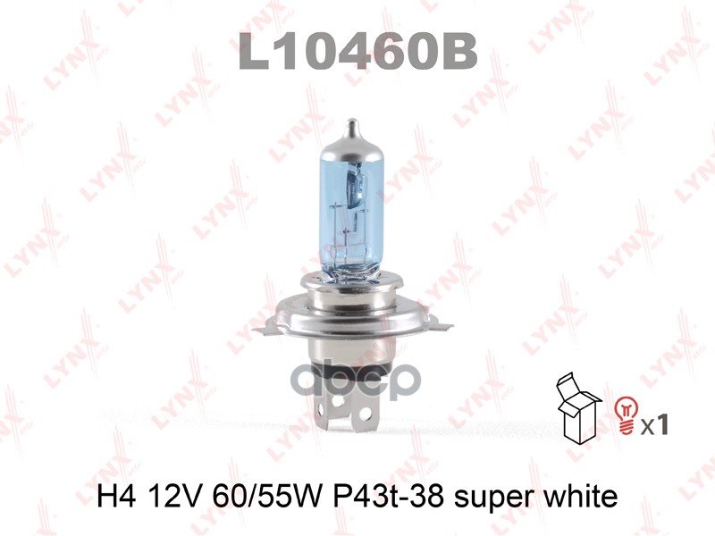 Лампа галогеновая H4 12V 60/55W P43T-38 SUPER WHITE L10460B