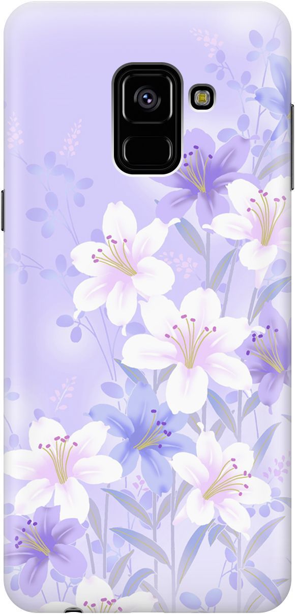 

Чехол на Samsung Galaxy A8 (2018) с принтом "Лилии на фиолетовом", Белый;фиолетовый, 3081