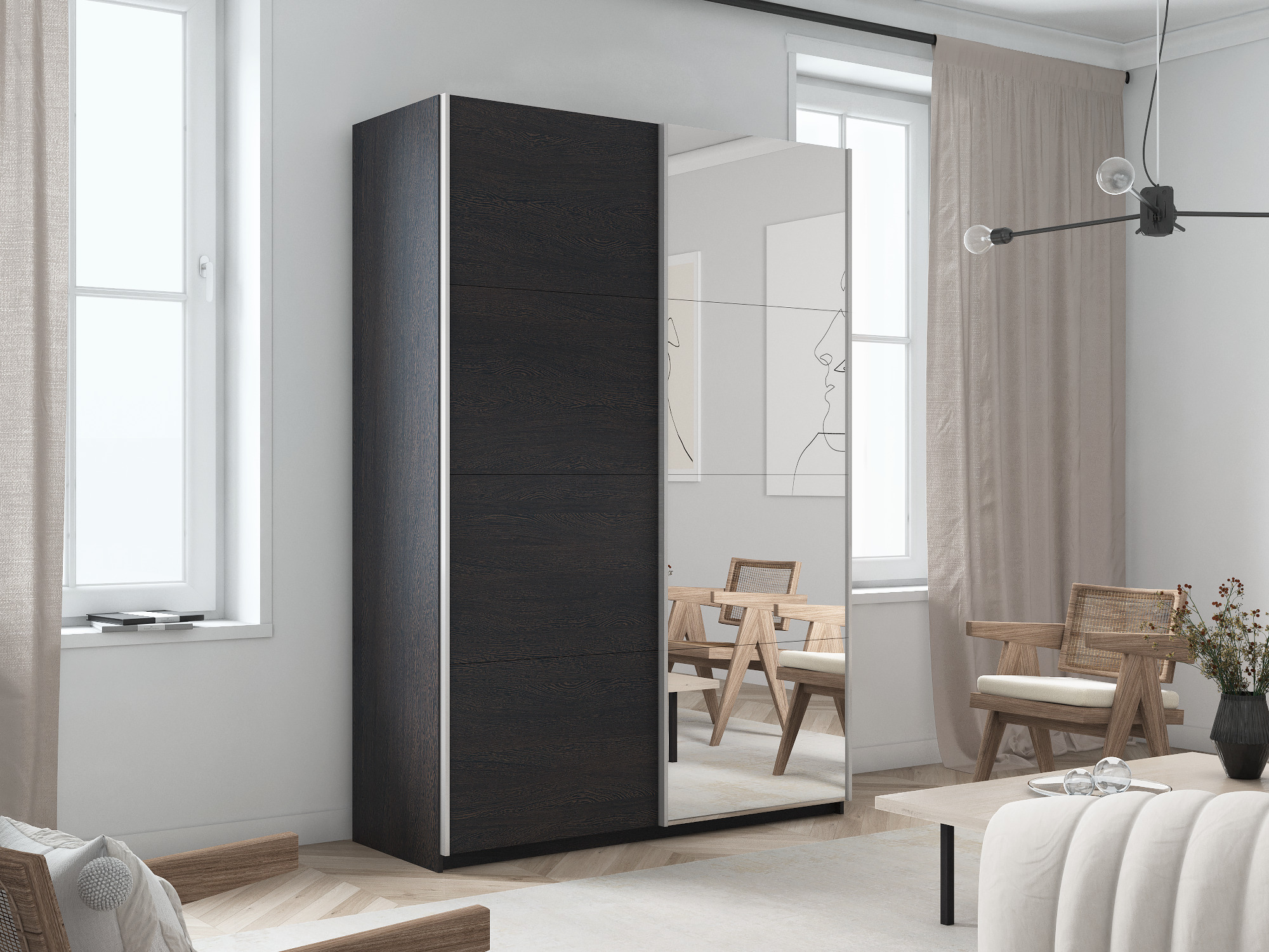 

Шкаф-купе Прайм ДСП/Зеркало, 120х57х230 Е1 1PDZ_120_V, Коричневый, Прайм ДСП/Зеркало