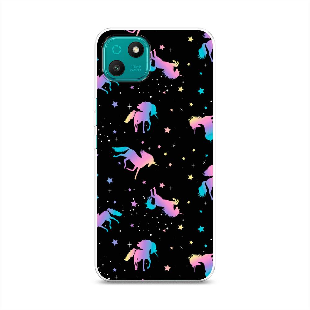 

Чехол на Wiko T10 "Единороги градиент", Черный;розовый;голубой, 3400250-1