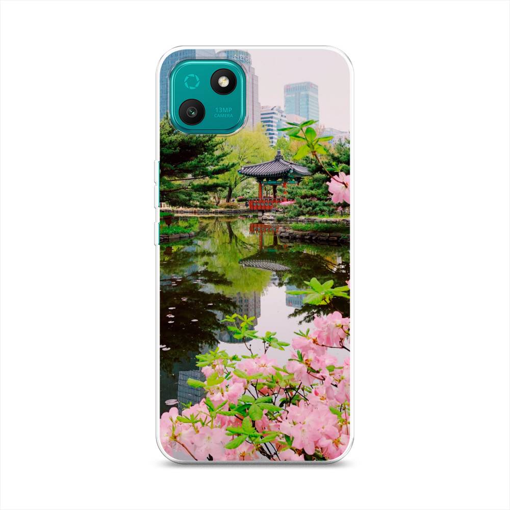

Чехол на Wiko T10 "Сакура возле озера", Зеленый;розовый;голубой, 3400250-2