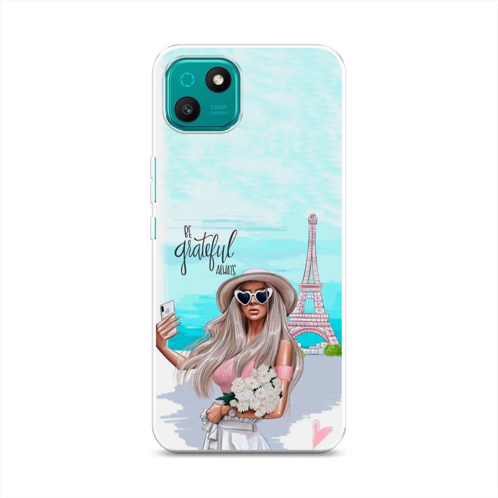 

Чехол на Wiko T10 "Селфи Париж", Голубой;бежевый, 3400250-6