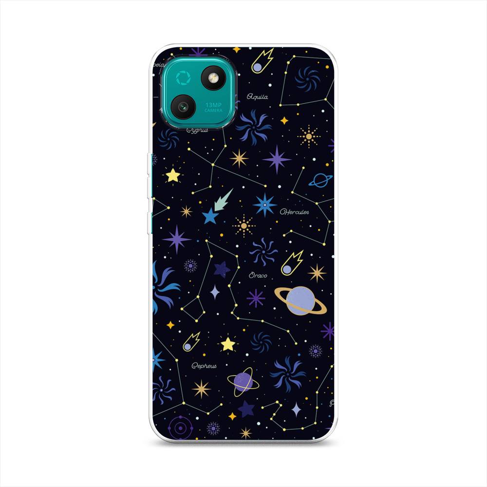 

Чехол на Wiko T10 "Цветной космос", Желтый, 3400250-2