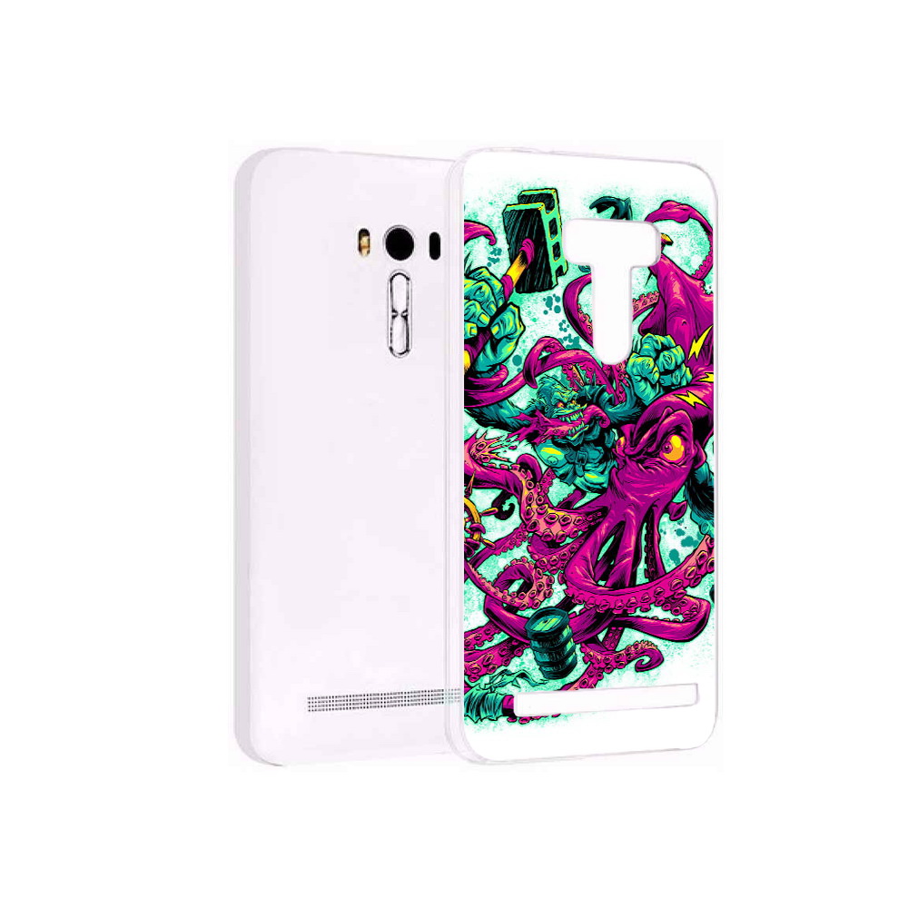 

Чехол MyPads Tocco для Asus ZenFone Selfie (ZD551KL) фиолетовый кракен, Прозрачный, Tocco