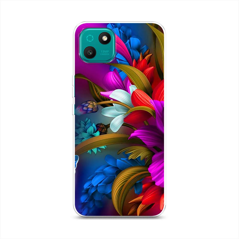 

Чехол на Wiko T10 "Фантастические цветы", Фиолетовый;красный;синий, 3400250-2