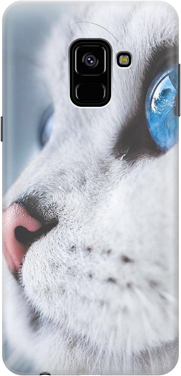

Силиконовый чехол на Samsung Galaxy A8 (2018) с принтом "Кошачий взгляд", Белый;голубой, 3081