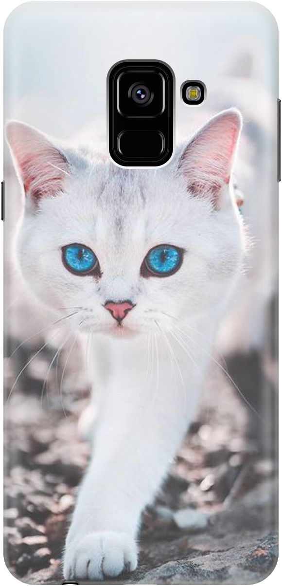 

Чехол на Samsung Galaxy A8 (2018) с принтом "Голубоглазый кот", Белый;серый, 3081