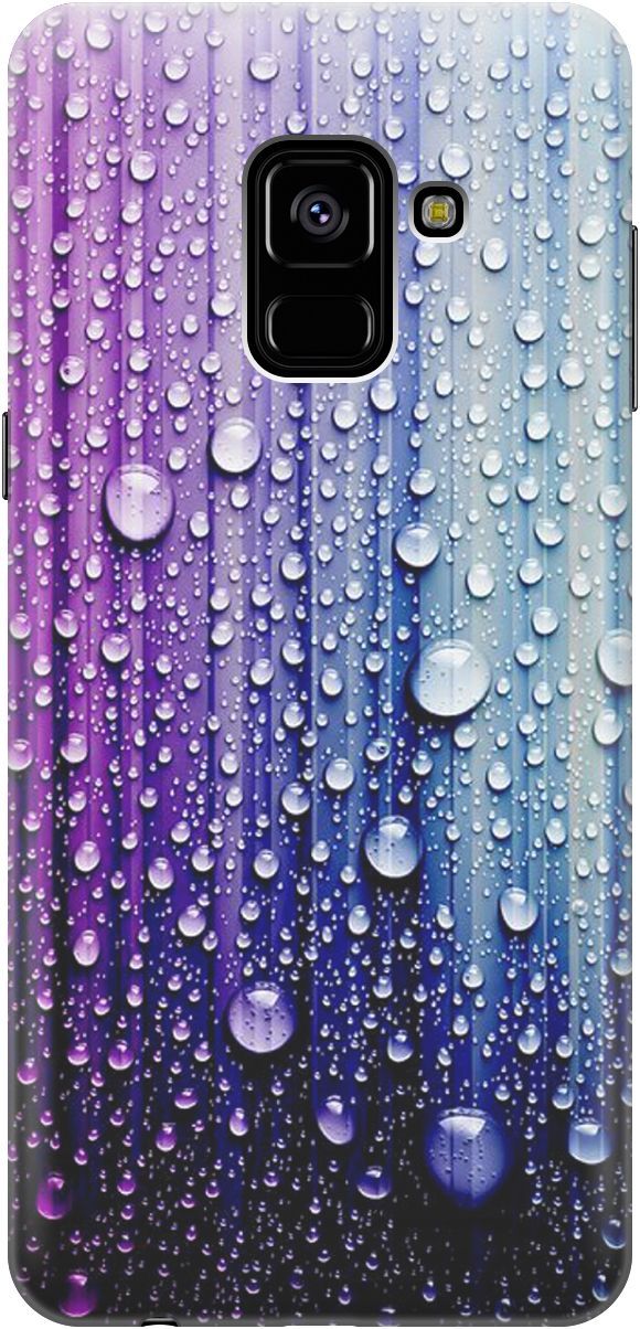 

Чехол на Samsung Galaxy A8 (2018) с принтом "Капли на голубом", Голубой;фиолетовый, 3081