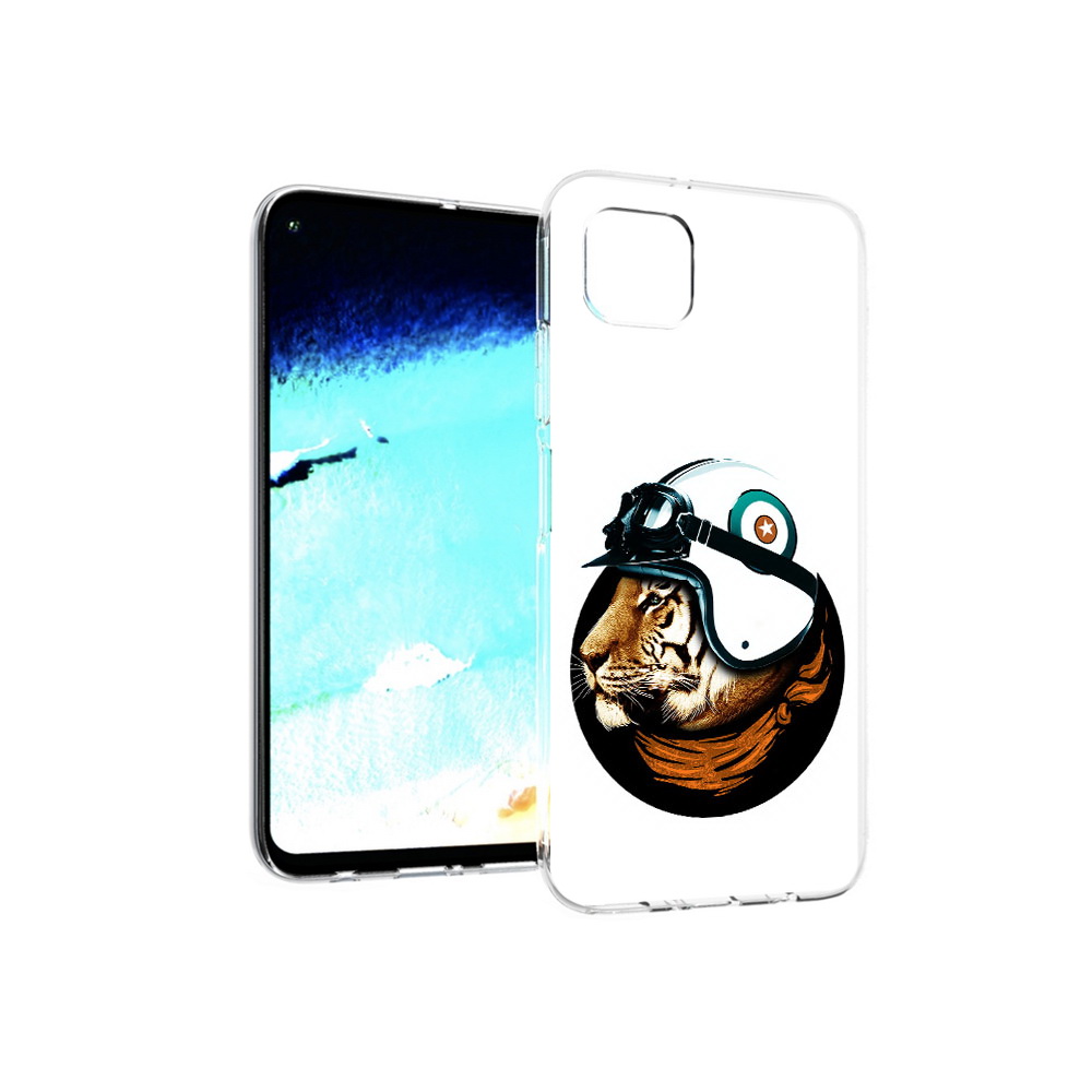 

Чехол MyPads Tocco для Huawei Nova 6 SE Тигр в шлеме, Прозрачный, Tocco