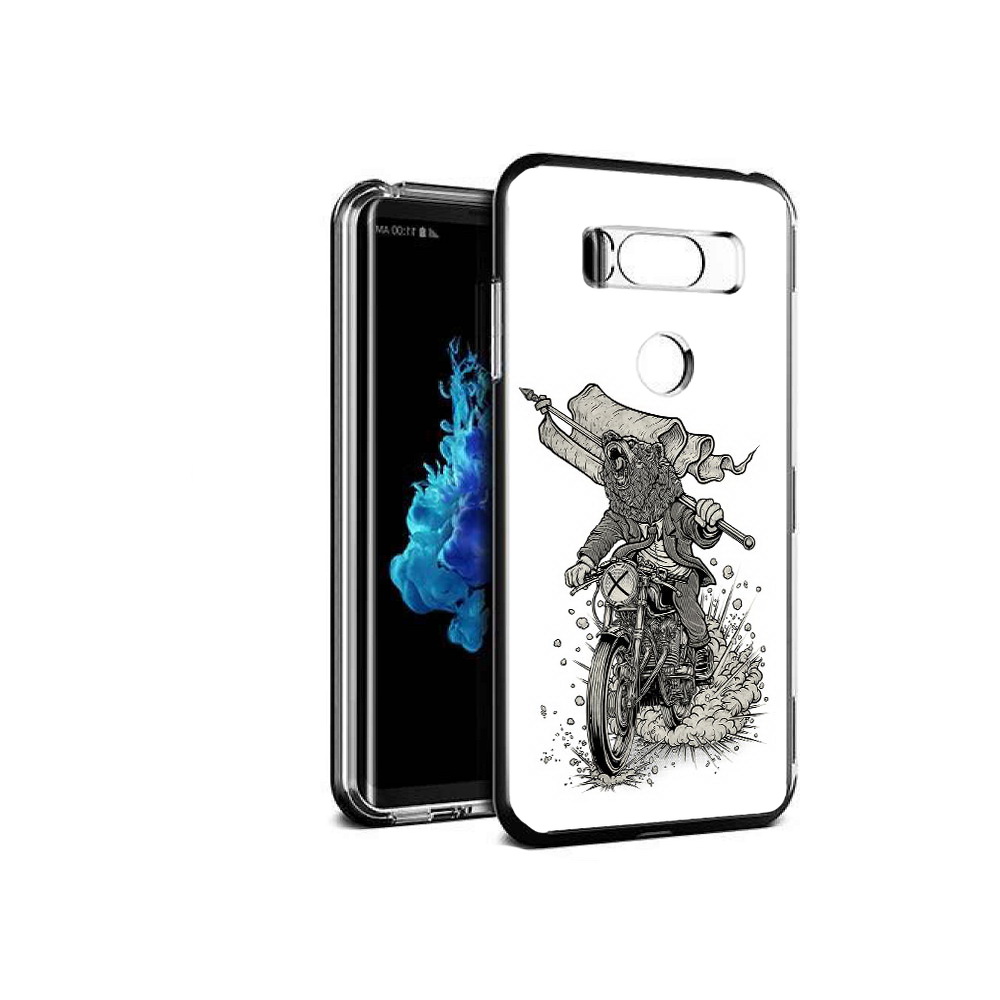 Чехол MyPads Tocco для LG V30S медведь на мотоцикле