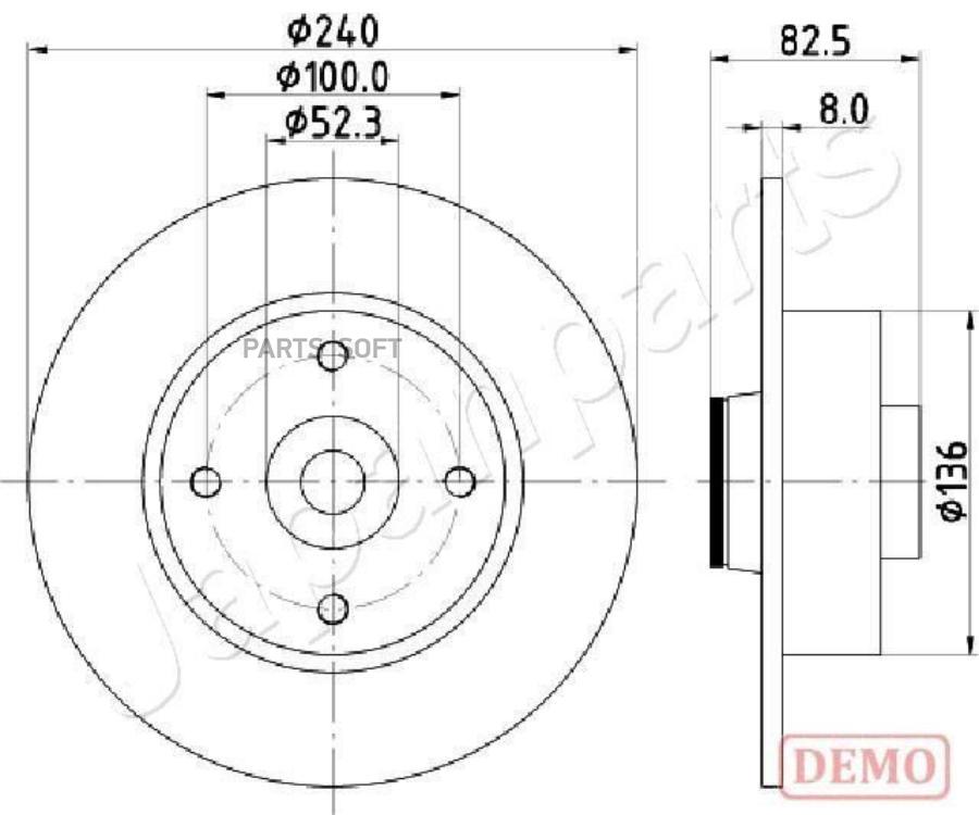 Диск Тормозной Renault Clio Iii 05-/Megane Ii 02- Задний С Подшипником 2Шт Japanparts DP07