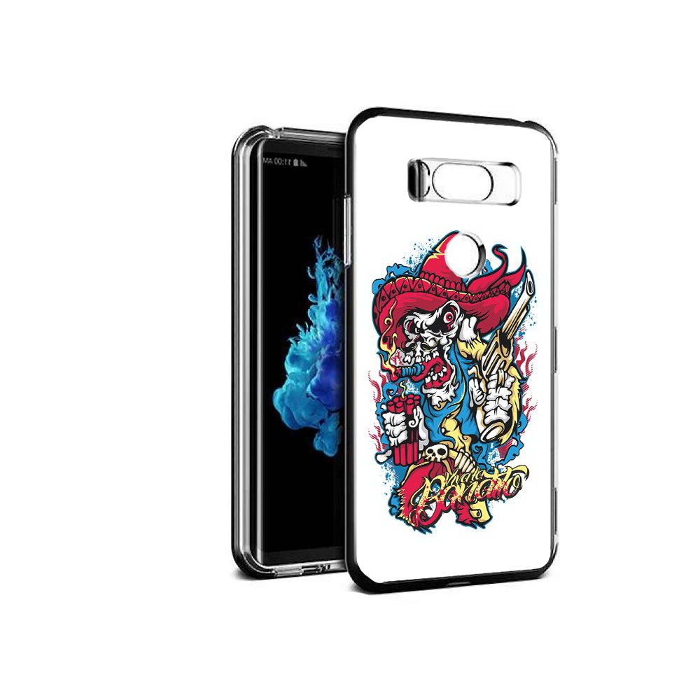 

Чехол MyPads Tocco для LG V30S нарисованный скелет с писталетом, Прозрачный, Tocco