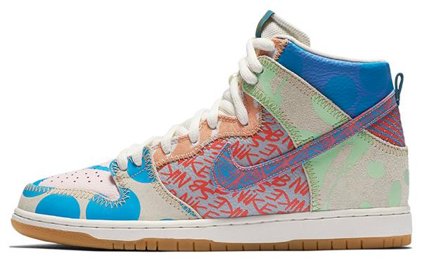 

Кеды унисекс Nike Dunk SB High Thomas Campbell What The Dunk разноцветные 36 EU, Разноцветный, Dunk SB High Thomas Campbell What The Dunk