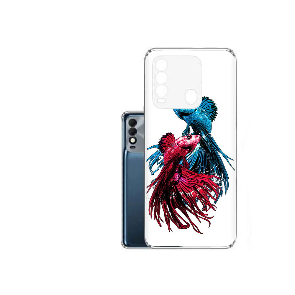 

Чехол MyPads Tocco для Tecno Spark 8 рыбы петушки, Прозрачный, Tocco
