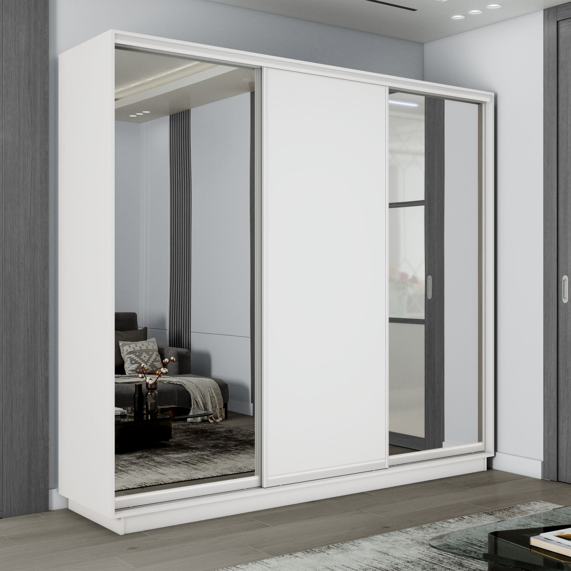 

Шкаф-купе Медиум 2 зеркало, 180х45х220 Е1 45EMT2_180_B, Белый, Медиум 2 зеркало