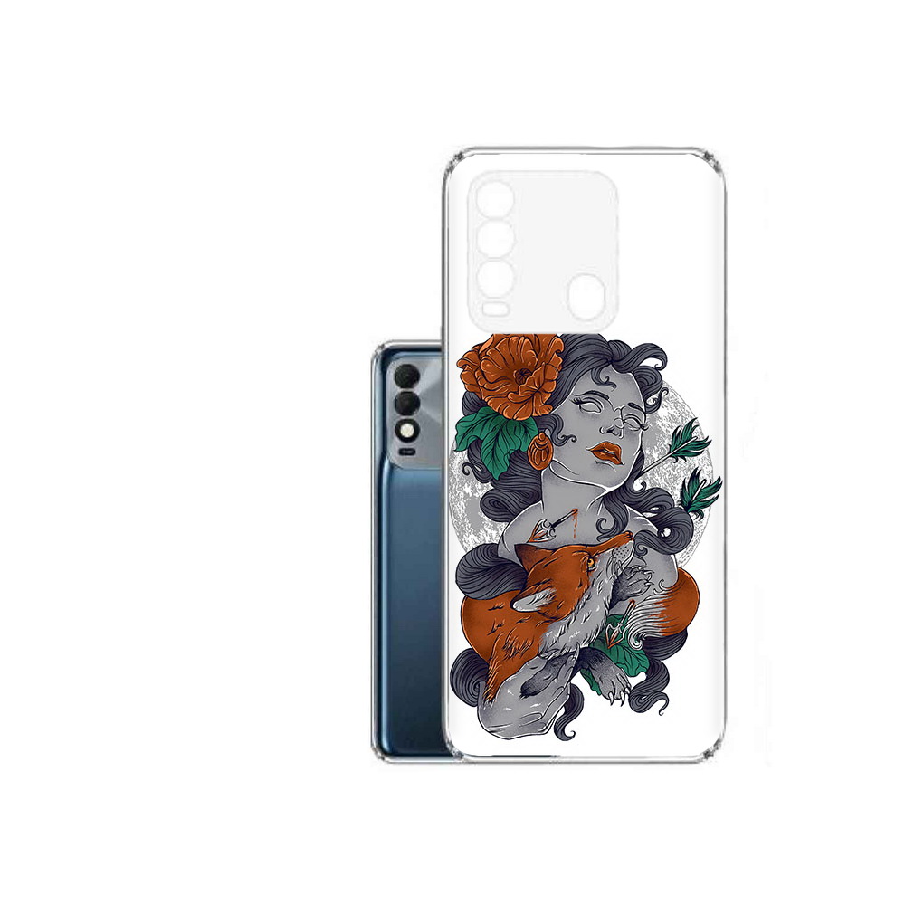 

Чехол MyPads Tocco для Tecno Spark 8 темная девушка с лисой, Прозрачный, Tocco