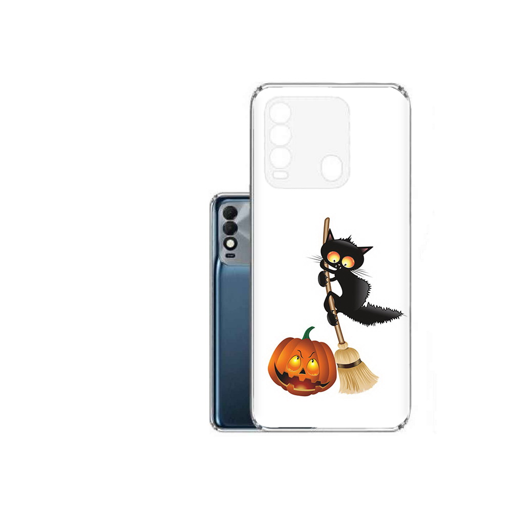 

Чехол MyPads Tocco для Tecno Spark 8 хэлуинский котик, Прозрачный, Tocco